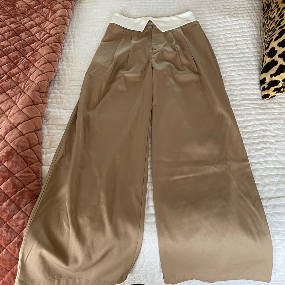Commense Foldover Waist Tan Pants NWT S
